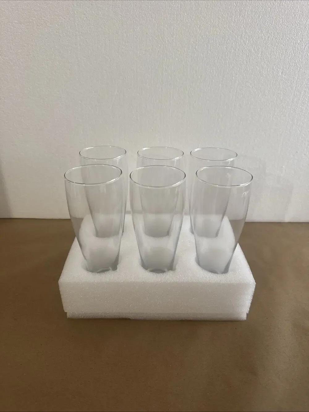 Glasaveronix Set of 6 Clear Glass Tumblers – Modern Drinking Glasses. New